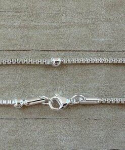 CADENA DE ACERO BLANCO VENECIANA CON BOLITAS 3 MM INTERCALADAS. LARGO 45 CM