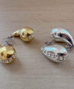 PACK 12 PARES DE AROS BIJOUTERIE CHUNKY C/ STRASS (6 DORADOS Y 6 PLATEADOS) . TAMAÑO 12 x 25 MM