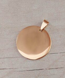 DIJE DE ACERO DORADO MEDALLA 25 MM PARA GRABAR. ESPESOR 1 MM.