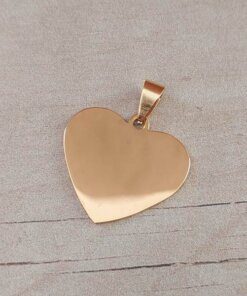 DIJE DE ACERO DORADO CORAZÓN PARA GRABAR. ESPESOR 1 MM. MEDIDAS 27 X 25 MM