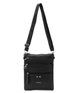 Bandolera Joan tres cierres, bolsillo con cierre 25x22cm x1u