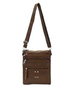 Bandolera Joan tres cierres, bolsillo con cierre 25x22cm x1u