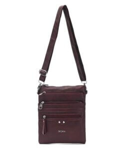 Bandolera Joan tres cierres, bolsillo con cierre 25x22cm x1u