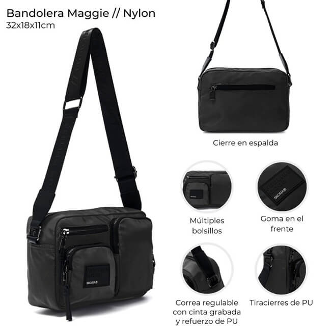 Bandolera Maggie pockets 32x18x11cm x1 u - Imagen 4