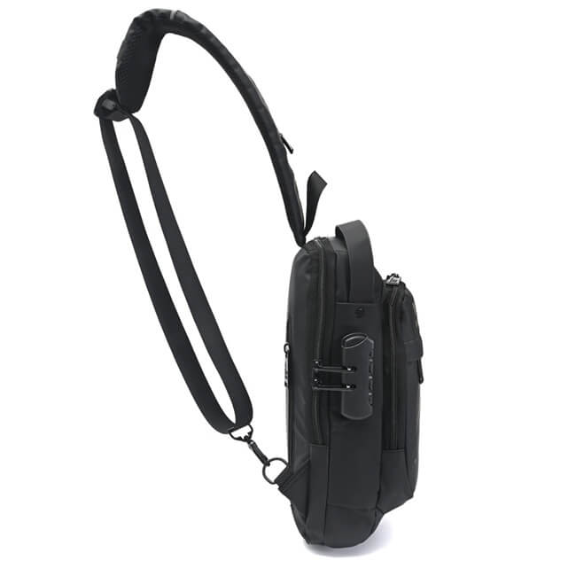 Morral Sling con cerradura y USB tela impermeable 32x18x10 cm bolsillo horizontal x1u - Imagen 8