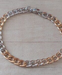 PULSERA DE ACERO GRUMET 1.6 COMBINADO CON DORADO. LARGO 20 CM