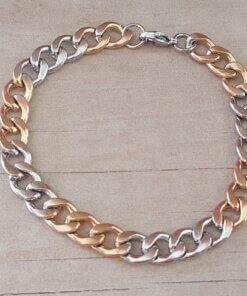 PULSERA DE ACERO GRUMET 2.3 COMBINADO CON DORADO. LARGO 22 CM