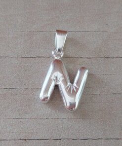 DIJE DE ACERO BLANCO INICIAL GLOBO DE 15 X 19 MM