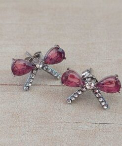 ARO DE ACERO MOÑO CON STRASS Y CUBIK FUCSIA. MEDIDAS 18 X 11 MM