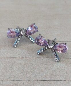 ARO DE ACERO MOÑO CON STRASS Y CUBIK ROSA. MEDIDAS 18 X 11 MM