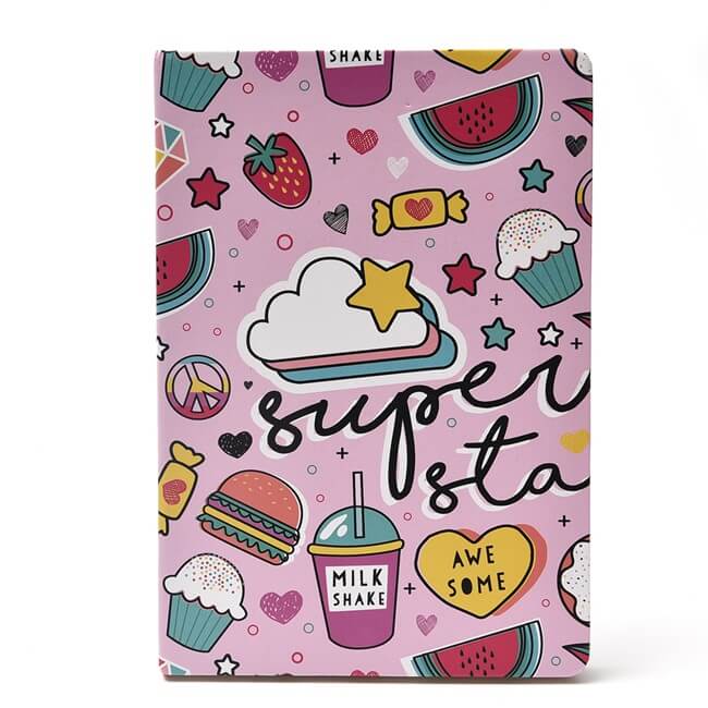 Cuaderno tapa dura estampado Summer 96 hojas 21x14.5 x1u
