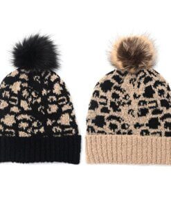 Gorro mujer tejido animal print con pompom x1u.