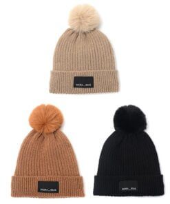 Gorro mujer con pompon interior piel x1u