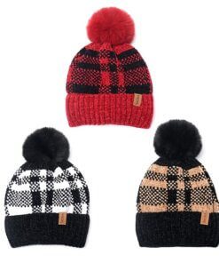 Gorro mujer con pompon interior piel x1u