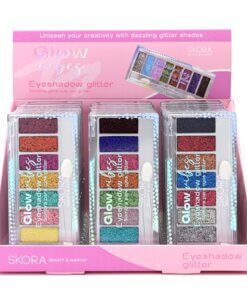Sombras para ojos con glitter x 8 tonos con aplicador (pack de 3 unidades surtidas)