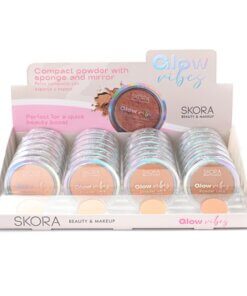 Polvo compacto con espejo y esponja (pack x 4 unidades surtidas)