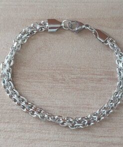 PULSERA DE ACERO FORCET DIAMANTADA DOBLE MEDIANA. LARGO 19 CM