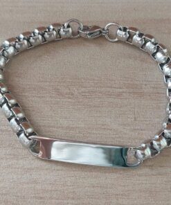 PULSERA DE ACERO ROLO CUADRADA 7.0 CON CHAPA APTA PARA GRABAR DE 7,5 X 31 MM