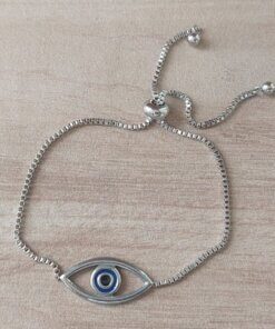 PULSERA DE ACERO AJUSTABLE VENECIANA CON DIJE OJO CALADO