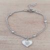 PULSERA DE ACERO MALLA CON BOLITAS Y DIJE COLGANTE CORAZÓN CON STRASS. LARGO 17,5 + 3 CM EXT.