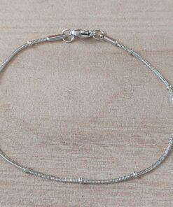 PULSERA DE ACERO COLA DE RATÓN 1.5 MM CON BOLITAS 1 MM. LARGO 19,5 CM