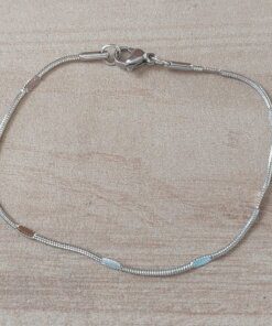 PULSERA DE ACERO COLA DE RATÓN 1.2 MM CON CON INTERVALOS PLANOS. LARGO 19 CM
