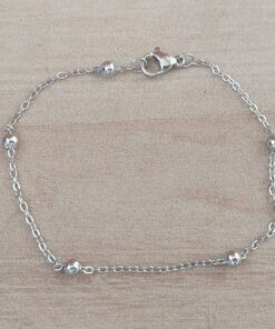 PULSERA DE ACERO ESPEJITO CON BOLITAS 3 MM. LARGO 18 CM