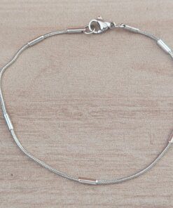 PULSERA DE ACERO COLA DE RATÓN 1.2 MM CON TUBOS. LARGO 19,5 CM
