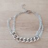 PULSERA DE ACERO ESPEJITO CON CENTRO ESLABÓN GRUMET. LARGO 17 CM + EXT. 3 CM