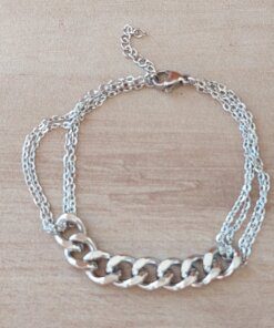 PULSERA DE ACERO ESPEJITO CON CENTRO ESLABÓN GRUMET. LARGO 17 CM + EXT. 3 CM
