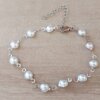 PULSERA DE ACERO PERLAS. LARGO 18 + 5 CM EXT.