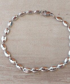 PULSERA DE ACERO ESLABÓN CONECTOR OVAL/SEMILLA. LARGO 18,5