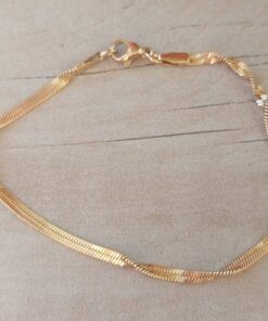 PULSERA DE ACERO DORADO SINGAPUR TUPIDA. LARGO 19 CM