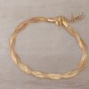 PULSERA DE ACERO DORADO VÍBORA CHATA DOBLE ENTRELAZADA. LARGO 19 CM + EXT. 5 CM.