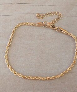 PULSERA DE ACERO DORADO SOGA 0.5. SIN EXTENSION.