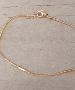 PULSERA DE ACERO DORADO COLA DE RATÓN 1.2 MM CON TUBOS. LARGO 19,5 CM