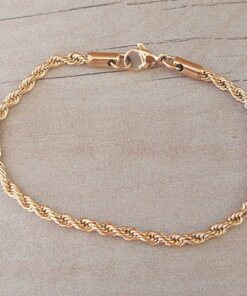 PULSERA DE ACERO DORADO SOGA 0.6 LARGO 18 CM.
