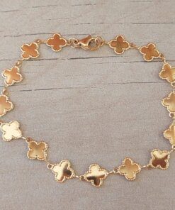 PULSERA DE ACERO DORADO ESLABÓN CONECTOR VAN CLEEF. LARGO 19 CM
