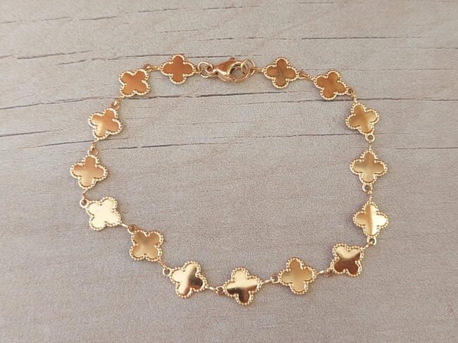 PULSERA DE ACERO DORADO ESLABÓN CONECTOR VAN CLEEF. LARGO 19 CM