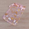 BOLSA DE ORGANZA ROSA CON CORAZONES DORADOS X 100 UNIDADES. MEDIDAS 9 X 12 CM