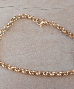 PULSERA DE ACERO DORADA ROLO 4.0 . LARGO 19 CM.