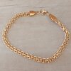 PULSERA DE ACERO DORADO FORCET DIAMANTADA DOBLE FINA. LARGO 19 CM