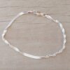 PULSERA DE ACERO BLANCA SINGAPUR TUPIDA. LARGO 19 CM