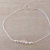 PULSERA DE ACERO BLANCO COLA DE RATÓN CON BOLITAS Y ESTRELLA PASANTE. LARGO 19 CM