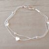 PULSERA DE ACERO BLANCO VENECIANA DOBLE CON CORAZONES PASANTES Y BOLITAS. LARGO 19 CM.