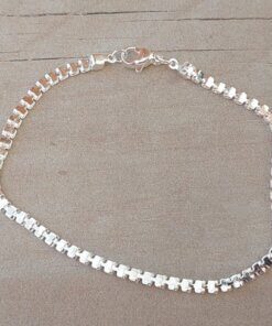 PULSERA DE ACERO BLANCO ESLABÓN CONECTOR CILINDRO PLANO. LARGO 20,5