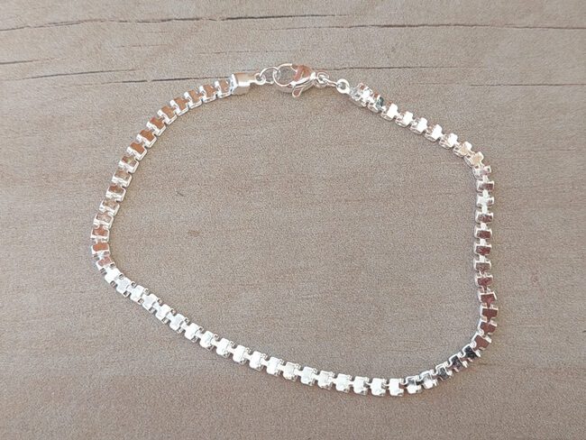 PULSERA DE ACERO BLANCO ESLABÓN CONECTOR CILINDRO PLANO. LARGO 20,5
