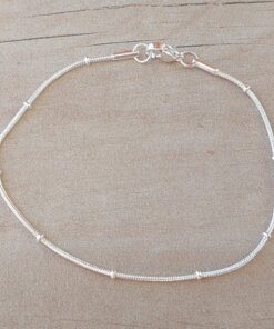 PULSERA DE ACERO BLANCO COLA DE RATÓN CON BOLITAS 1 MM. LARGO 19 CM