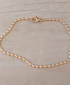 PULSERA DE ACERO ESLABÓN DORADO CONECTOR OVAL. LARGO 18 CM
