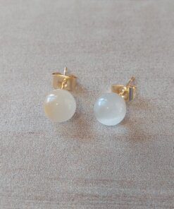 ARO DE ACERO DORADO OJO DE GATO BLANCO 8 MM.